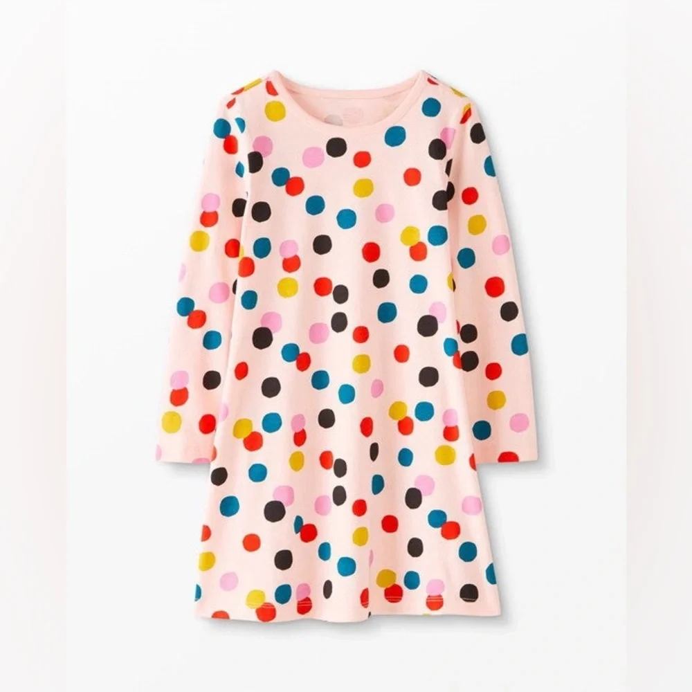 HANNA ANDERSSON Print A-Line Dress in Confetti Long Sleeve Twirl Size 130 US 8